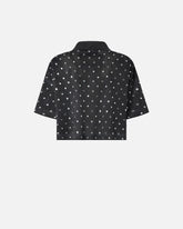 Cropped mesh polo shirt with mirror detail -  | Pinko
