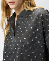 Polo cropped in rete con specchietti -  | Pinko