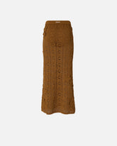 Crochet-effect midi skirt with appliqué flowers -  | Pinko