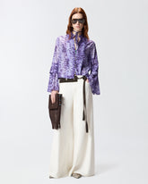 Blusa con stampa snake e bottoni gioiello -  | Pinko