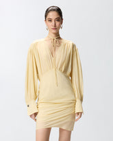 Mini dress with long sleeves and draping - Orange | Pinko