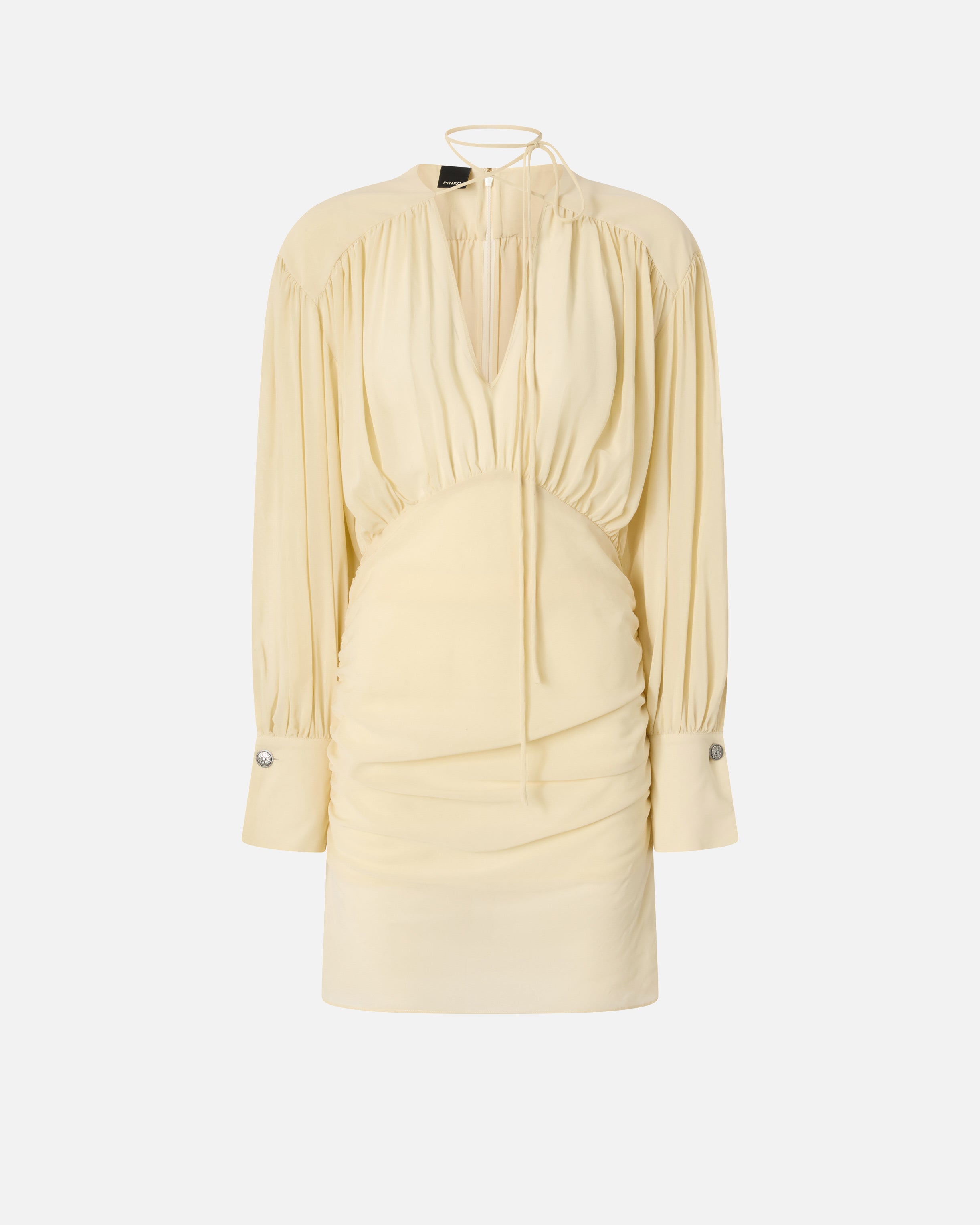 pinko ruched flared dress Pinko Mini Dress With Lace Details In White - 79% Off