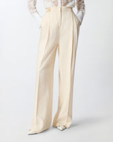 Straight-cut trousers with pressed pleat detail -  | Pinko