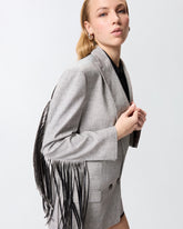 Double-breasted jacket with fringing -  | Pinko