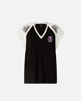 T-shirt con scollo a V e patch logate -  | Pinko