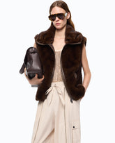 Faux fur vest with zip -  | Pinko