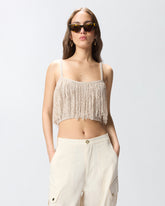 Crop top in maglia con frange -  | Pinko