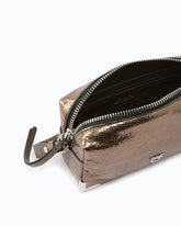 Mini crossbody Boston bag in laminated snake-print leather -  | Pinko