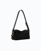 Fully rhinestoned mini suede-effect crossbody Boston bag - Black | Pinko