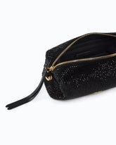 Fully rhinestoned mini suede-effect crossbody Boston bag - Black | Pinko