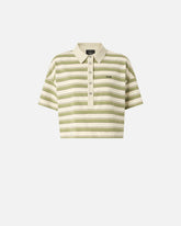 Polo cropped in jersey a righe con colletto strutturato -  | Pinko