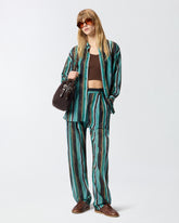 Pantalon fluide en coton à rayures façon coups de pinceau -  | Pinko
