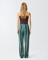Pantalon fluide en coton à rayures façon coups de pinceau -  | Pinko