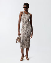 Abito midi aderente a costine con stampa snake -  | Pinko