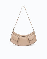 Pocket Body Bag medium shoulder bag in new biker leather with pockets - Beige | Pinko