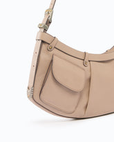 Pocket Body Bag medium shoulder bag in new biker leather with pockets - Beige | Pinko