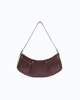 Borsa a spalla media Pocket Body Bag in pelle new biker con tasche - Rosso Scuro | Pinko