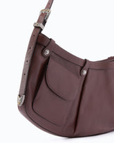 Borsa a spalla media Pocket Body Bag in pelle new biker con tasche - Rosso Scuro | Pinko
