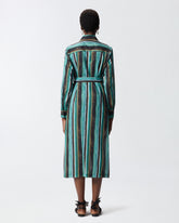 Abito chemisier midi in cotone con righe effetto pennellato -  | Pinko