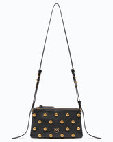 Borsa a tracolla Mini Double Bag in pelle con maxi borchie - Nero | Pinko