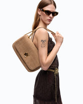 Sac à bandoulière moyen Love Bag Click Soft Horizontal en cuir embossé crocodile - Beige | Pinko