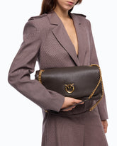 Love Bag Click Soft Horizontal medium crossbody bag in full-grain leather - Brown | Pinko