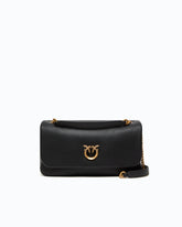 Sac à bandoulière Love Bag Click Soft Horizontal moyen en cuir pleine fleur - Noir | Pinko