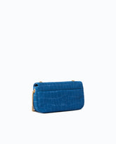 Borsa a tracolla Mini Love Bag Click Soft Horizontal in pelle stampa coccodrillo - Blu scuro | Pinko