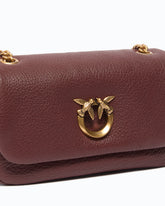 Mini Love Bag Click Soft Horizontal crossbody bag in full-grain leather - Dark Red | Pinko