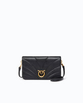 Petite pochette à bandoulière Love Bag Click Horizontal en cuir nappa matelassé - Noir | Pinko