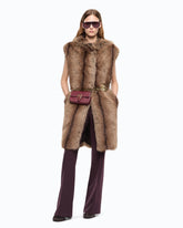 Gilet lungo effetto pelliccia con cintura -  | Pinko