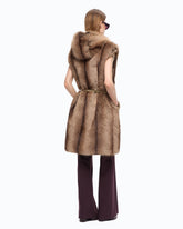 Gilet lungo effetto pelliccia con cintura -  | Pinko