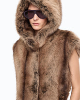 Gilet lungo effetto pelliccia con cintura -  | Pinko