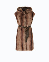 Gilet lungo effetto pelliccia con cintura -  | Pinko