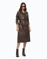 Vintage-effect trench coat with belt -  | Pinko