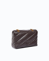 Borsa a tracolla media Love Bag Puff in nappa trapuntata con fibbia gioiello - Marrone | Pinko