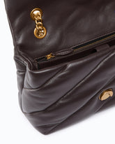 Borsa a tracolla media Love Bag Puff in nappa trapuntata con fibbia gioiello - Marrone | Pinko