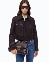 Borsa a tracolla media Love Bag Puff in nappa trapuntata con fibbia gioiello - Marrone | Pinko