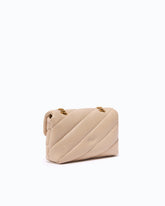 Sac à bandoulière Mini Love Bag Puff en cuir nappa matelassé avec boucle bijou - Beige | Pinko