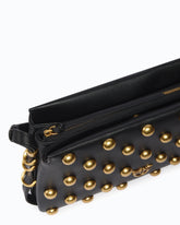 Mini One, Two, Three Bag in leather with shoulder strap and maxi studs - Black | Pinko