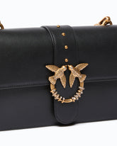 Sac à bandoulière Love Bag One moyen en cuir avec boucle bijou - Noir | Pinko