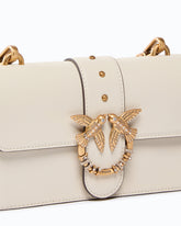 Borsa a tracolla Mini Love Bag One in pelle con fibbia gioiello - Bianco | Pinko