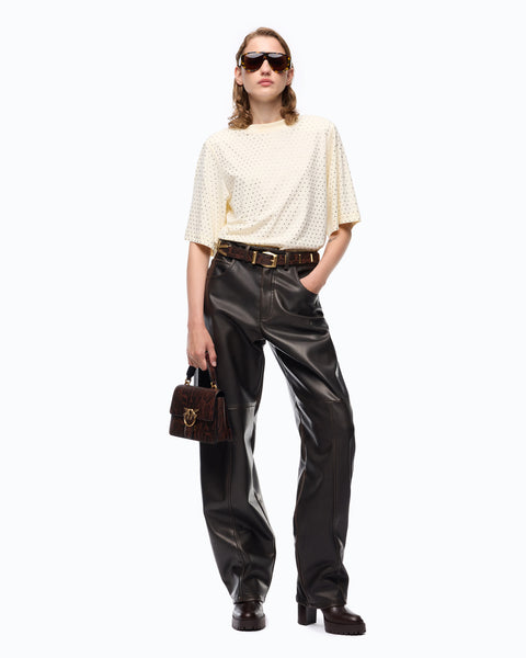 Pantaloni barrel fit in tessuto effetto nappa