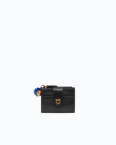 Portefeuille multifonction en cuir avec pompon - Noir | Pinko