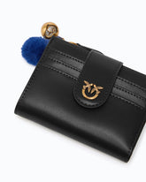 Portefeuille multifonction en cuir avec pompon - Noir | Pinko