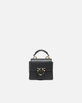 PINKO Galleria Micro Love Bag One Top Handle handbag in leather with jewel buckle -  | Pinko