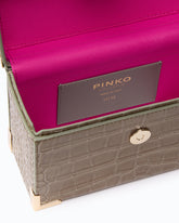 PINKO Galleria small crossbody vanity bag in crocodile-print leather - Trasparente | Pinko