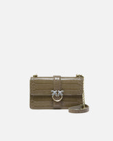 PINKO Galleria Love Bag Puff small crossbody bag in crocodile-print leather with jewel buckle -  | Pinko