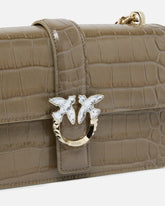 PINKO Galleria Love Bag Puff small crossbody bag in crocodile-print leather with jewel buckle -  | Pinko
