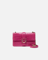 PINKO Galleria Love Bag Puff small crossbody bag in crocodile-print leather with jewel buckle -  | Pinko